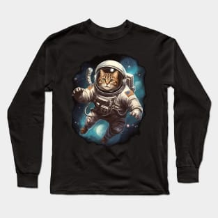 Astronaut Cat In Outter Space Long Sleeve T-Shirt